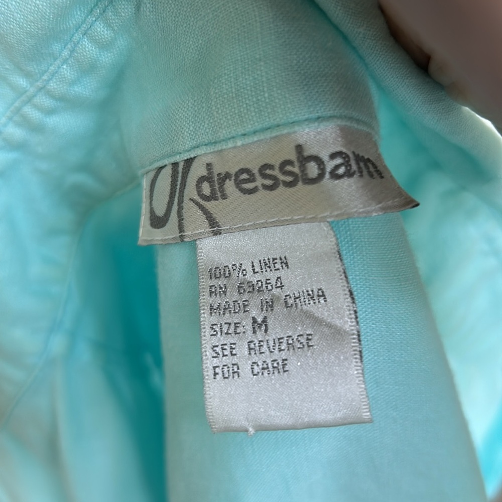 DRESSBARN Womens LINEN Acqua  casual Button-Up Shirt size M - Picture 11 of 11